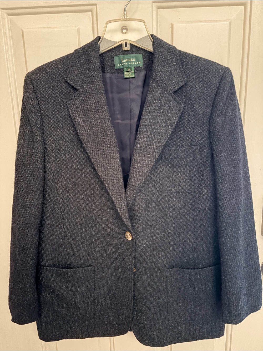 Vintage Lauren Ralph Lauren Herringbone Blazer Blue/Gray Grandpa Core Academia
